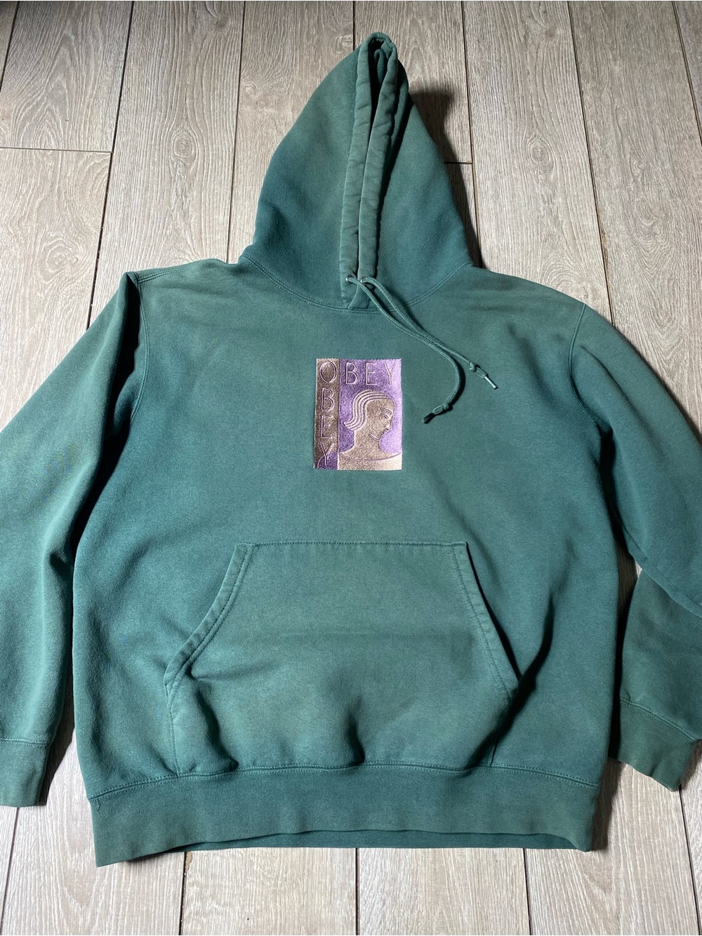 OBEY Rio Green Graphic Hoodie Heavyweight Streetwear Men's Size M